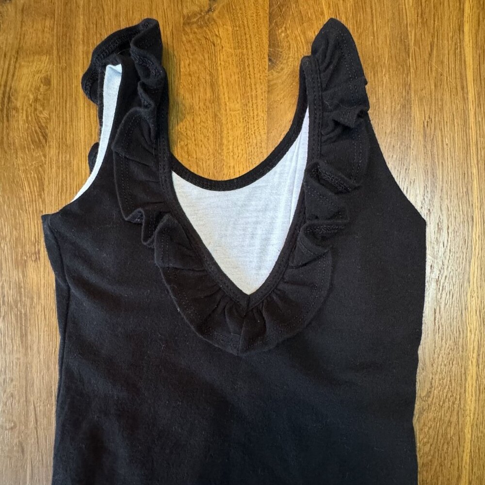 REMIE GIRL Black Leotard Girls 4 4T Ruffle Tank Cotton Leo Girl Lined Solid - Picture 4 of 7